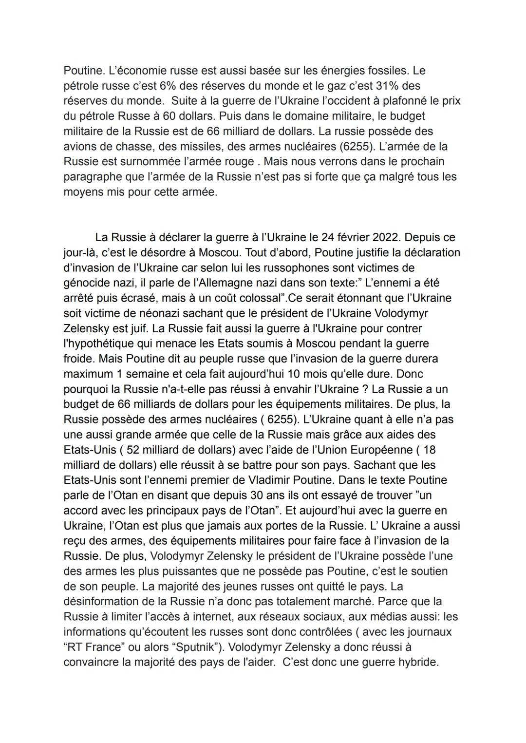 # Étude critique de document
Vous montrerez à l'aide de ce discours comment Vladimir Poutine légitime l'invasion de
l'Ukraine et cherche à