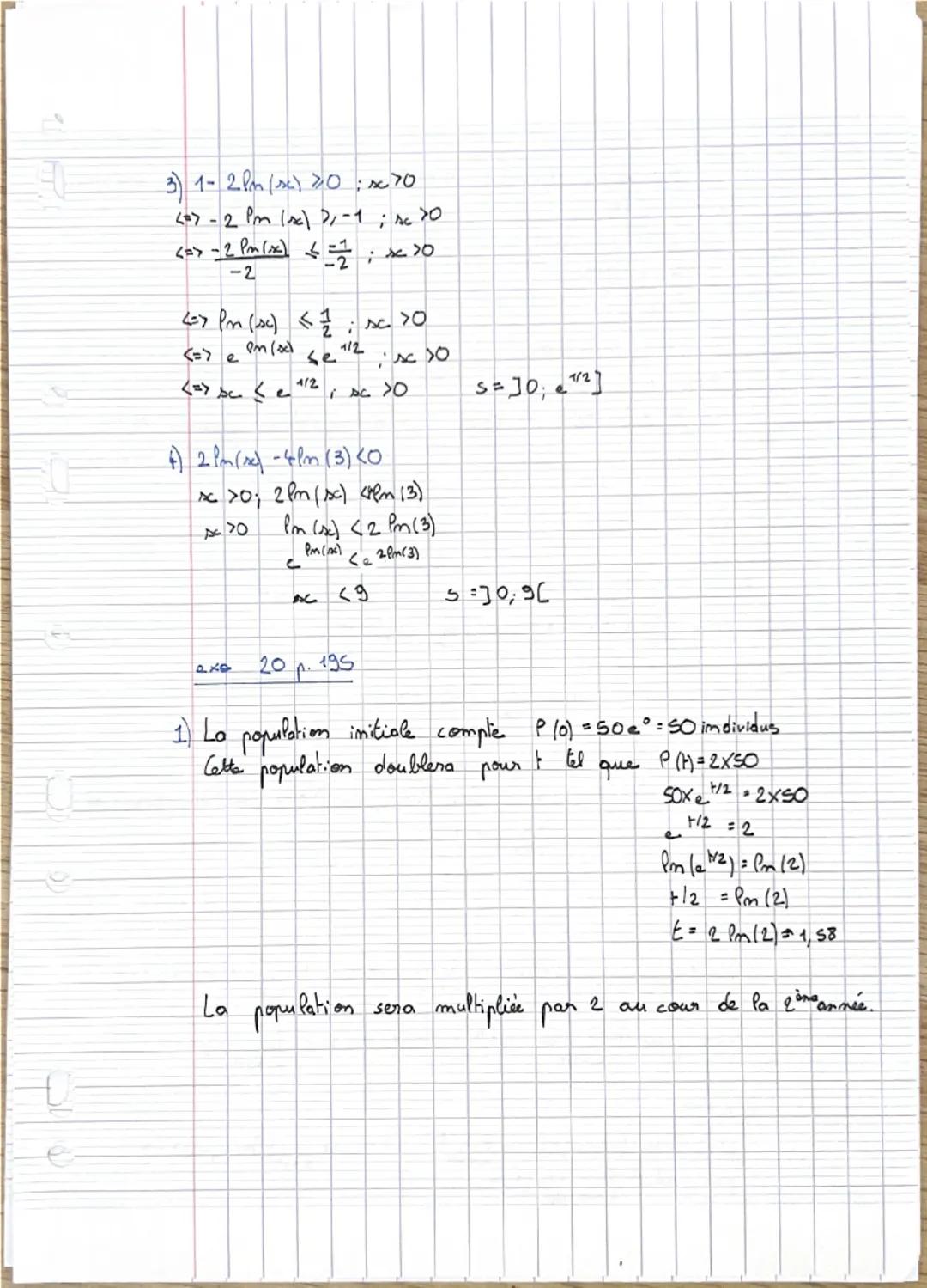 TMATHS2
Chapitre 10 : cours
2020-2021
Fonction logarithme népérien
I La fonction logarithme népérien
La fonction exponentielle est continue,