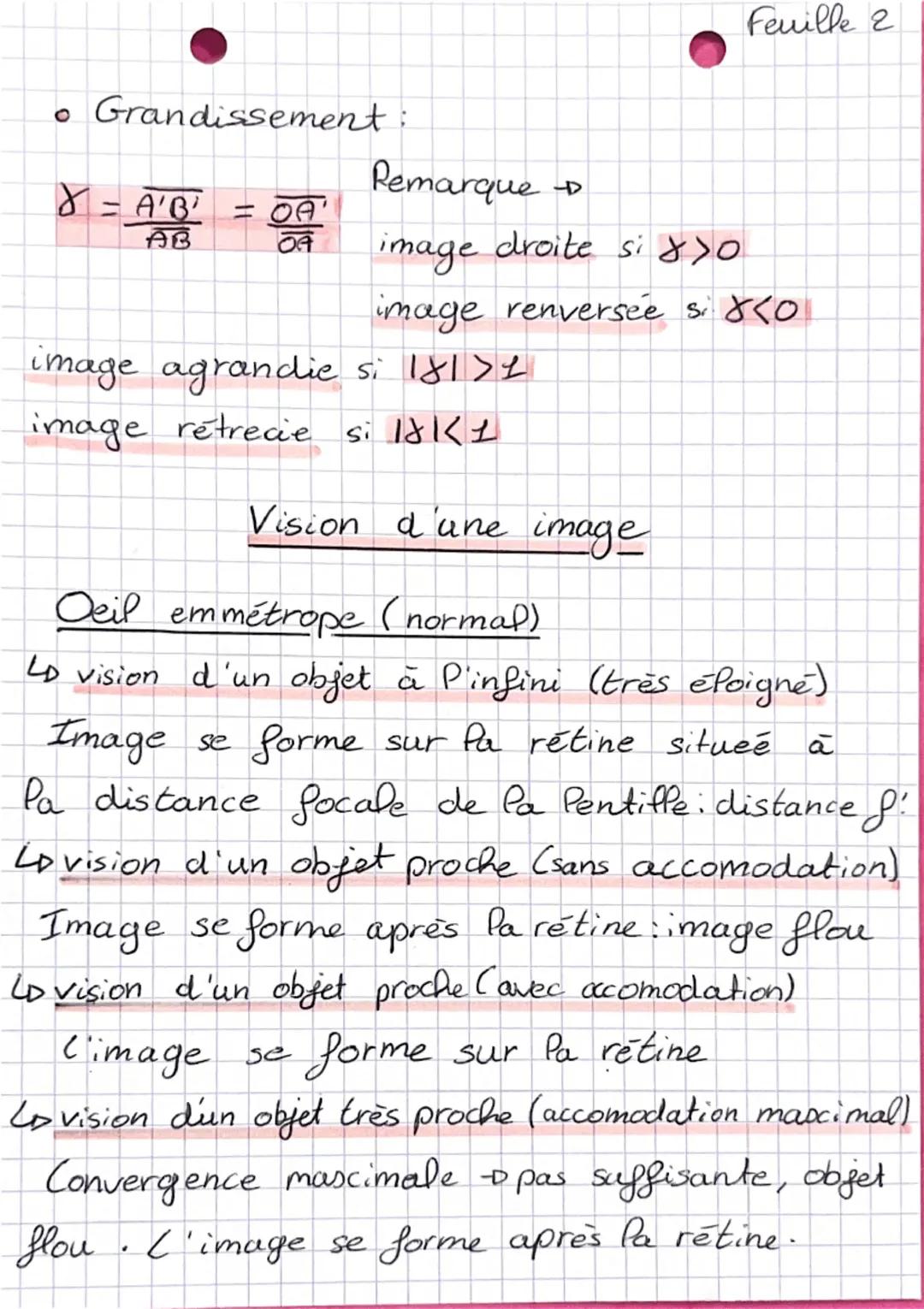 # Chap. 2 Physique-Chimce Feuille 1
Ocil, lentilles minces et images
Connaissance
* propagation de la lumière :
C= 3,00×108 m/s (v