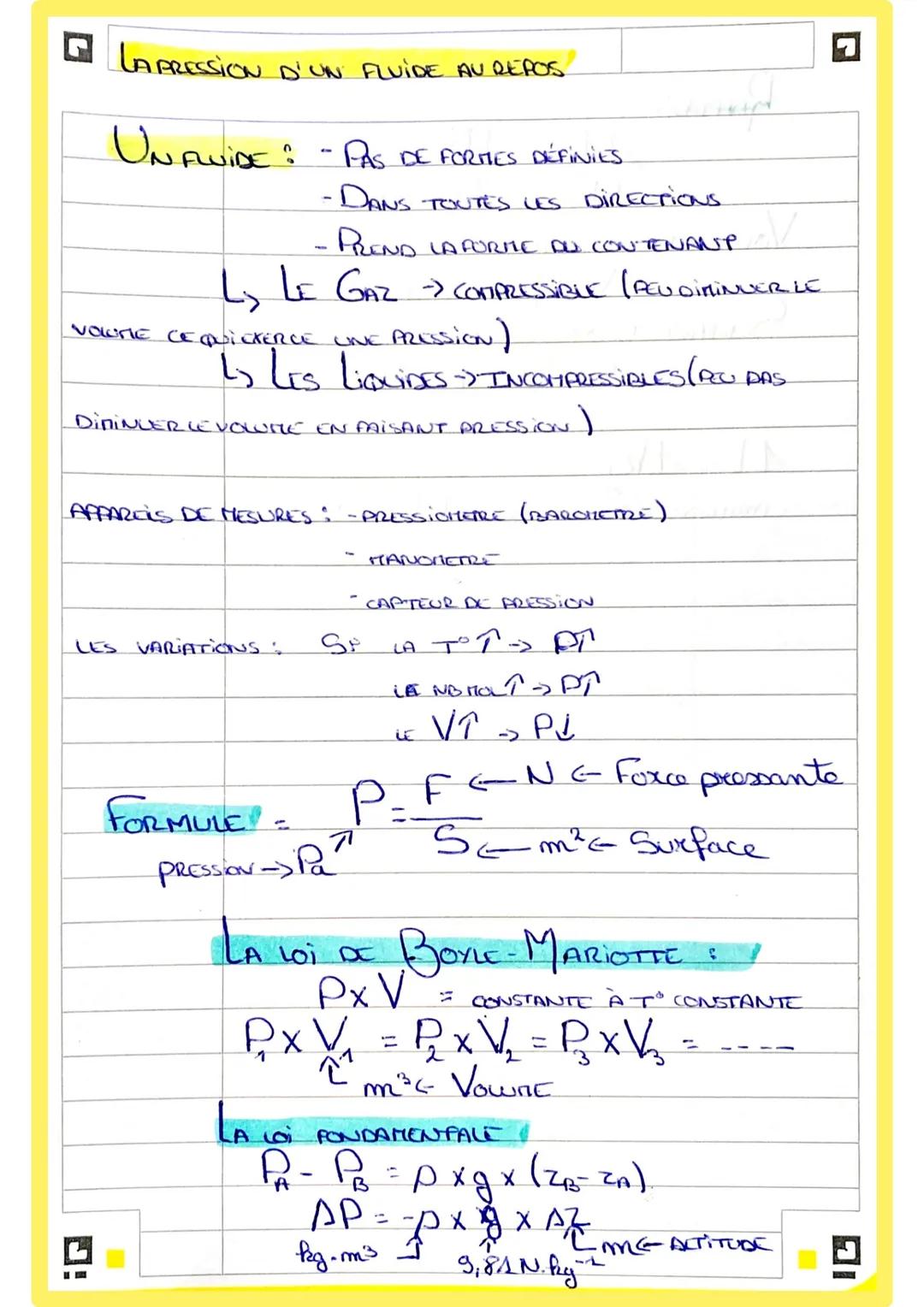 # LA PRESSION D'UN FLUIDE AU REPOS
UN FLUIDE: - PAS DE FORTIES DÉFINIES
- DANS TOUTES LES DIRECTIONS.
- PREND LA FORME DU CONTENANP
L↳ L
