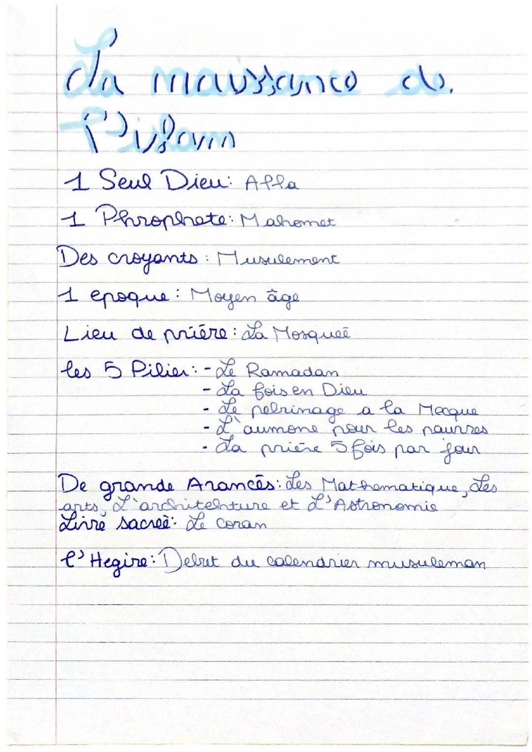 da maussanco
Pifan
1 Seul Dien: Affa
1 Phrophete: Mahomet
Des croyants : Musulement
1 epoque: Moyen âge
Lieu de prière: La Mosquée
les 5 Pil