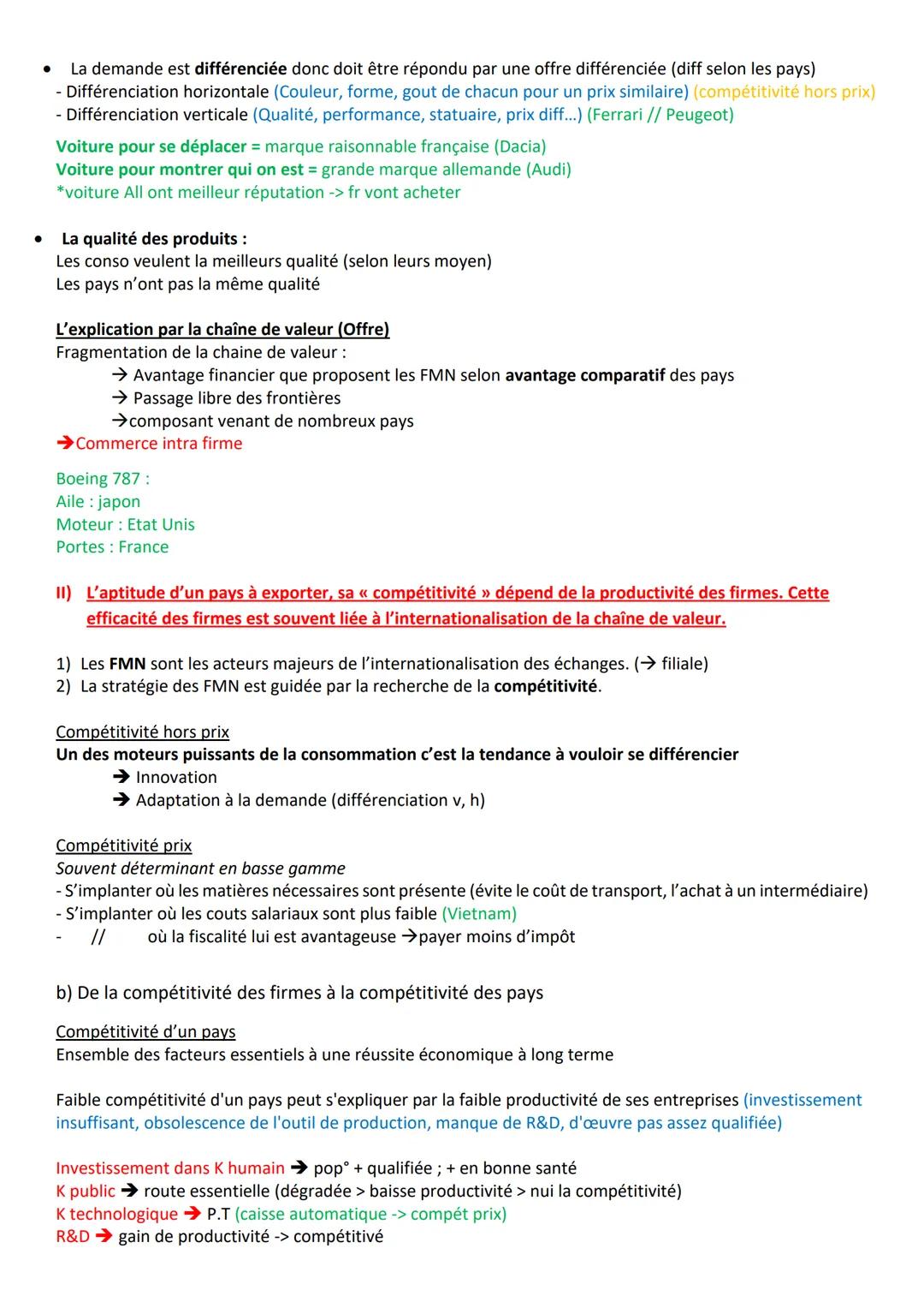 Fiche Chapitre 2
1)
Les fondements du commerce international
Quels sont les fondements du commerce international ?
↳
Logique de spécialisati