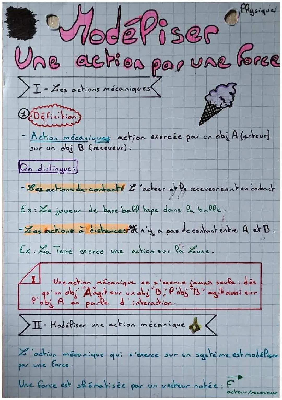 Modéliser une action par une force