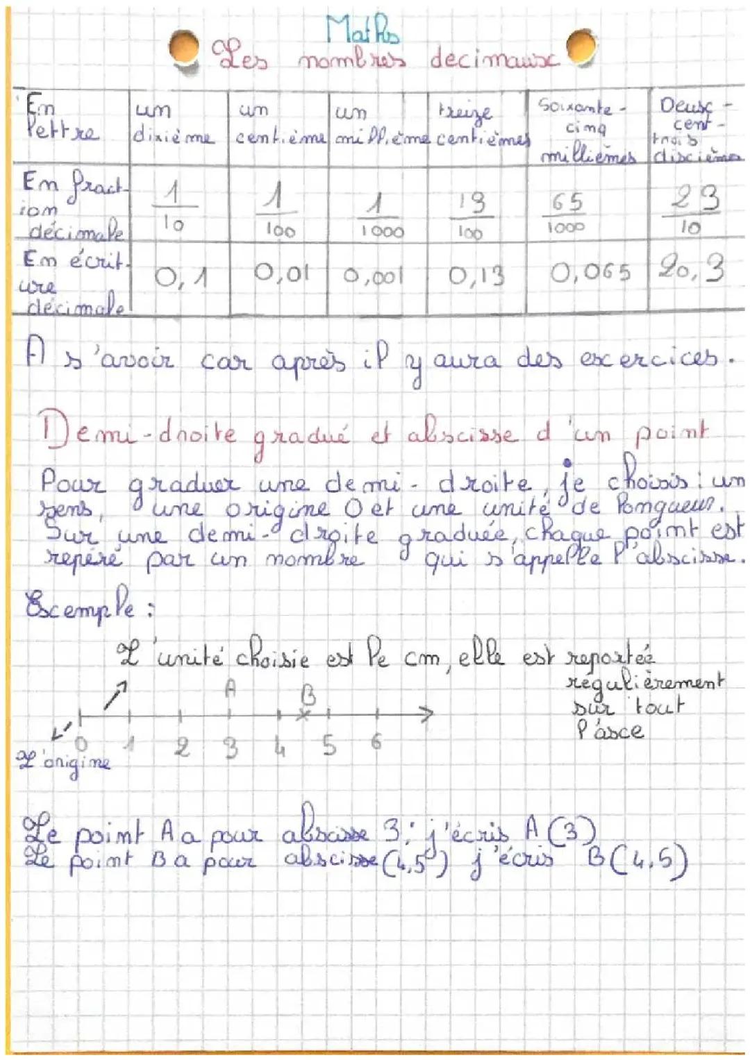 les nombres décimaux