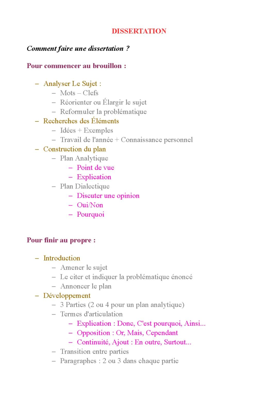 Conseil pour une bonne dissertation
