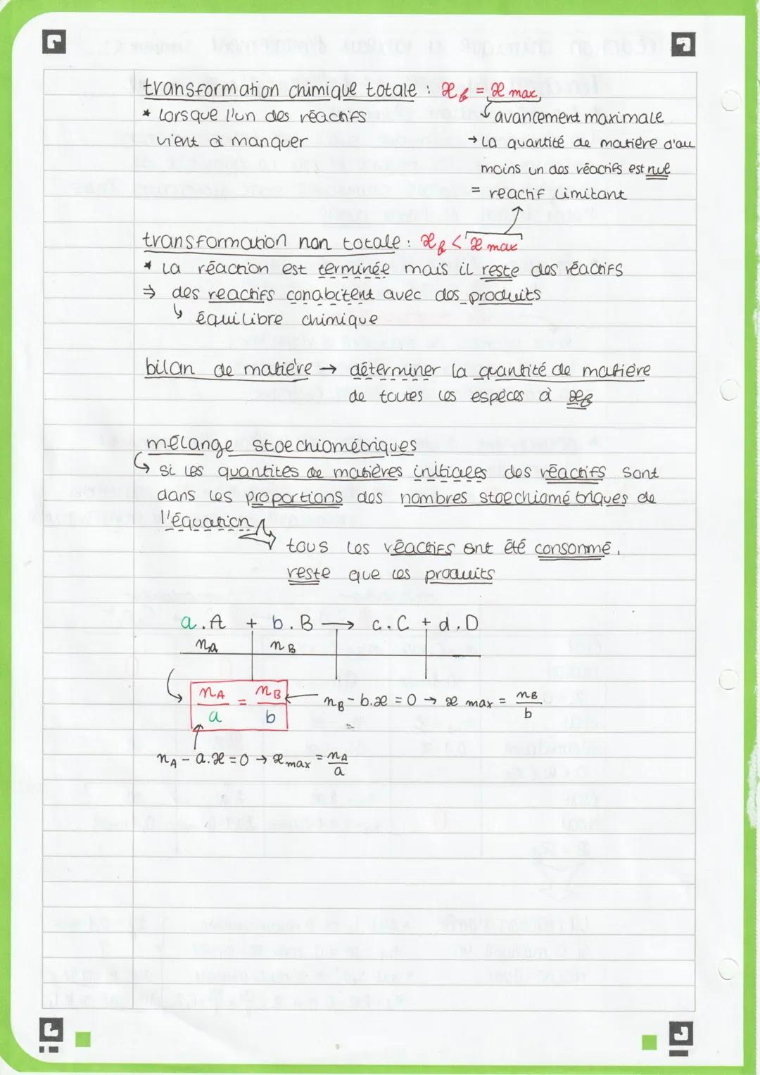 ☑ réaction chimique et tableau d'avance ment chapitre 3.
réaction chimique et tableau d' avem cement
* transformation chimique
Un système c