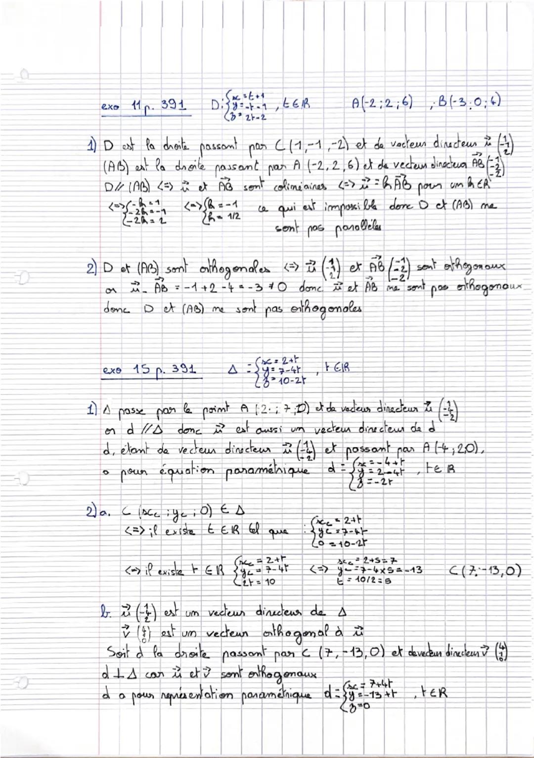 TMATHS2
Chapitre 11 : cours
2020-2021
Représentations paramétriques et équations cartésiennes
L'espace est rapporté à un repère (O,i,j,k)
I