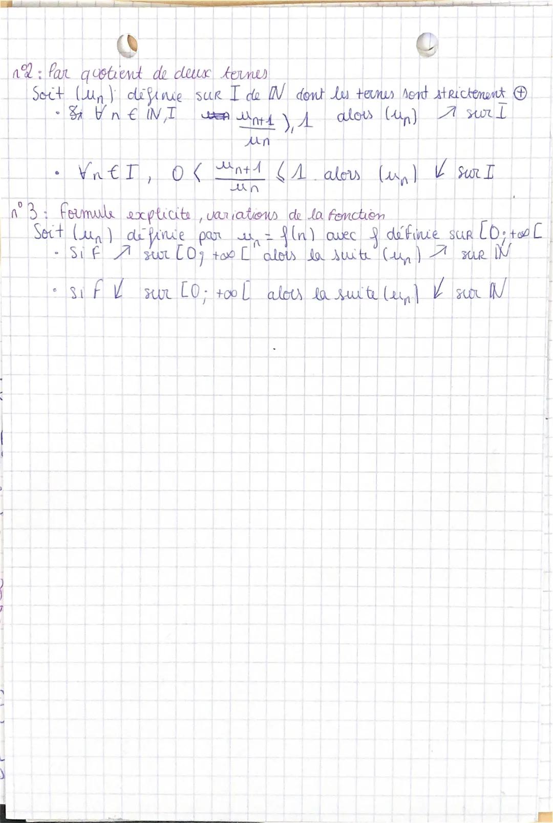 Les suites
suite défime par relation de xecwaence
er
lorsqu'on dispose du 1 terne et d'une fornale ($u_{n+1}=g(u_n)$)
permet de calculer l