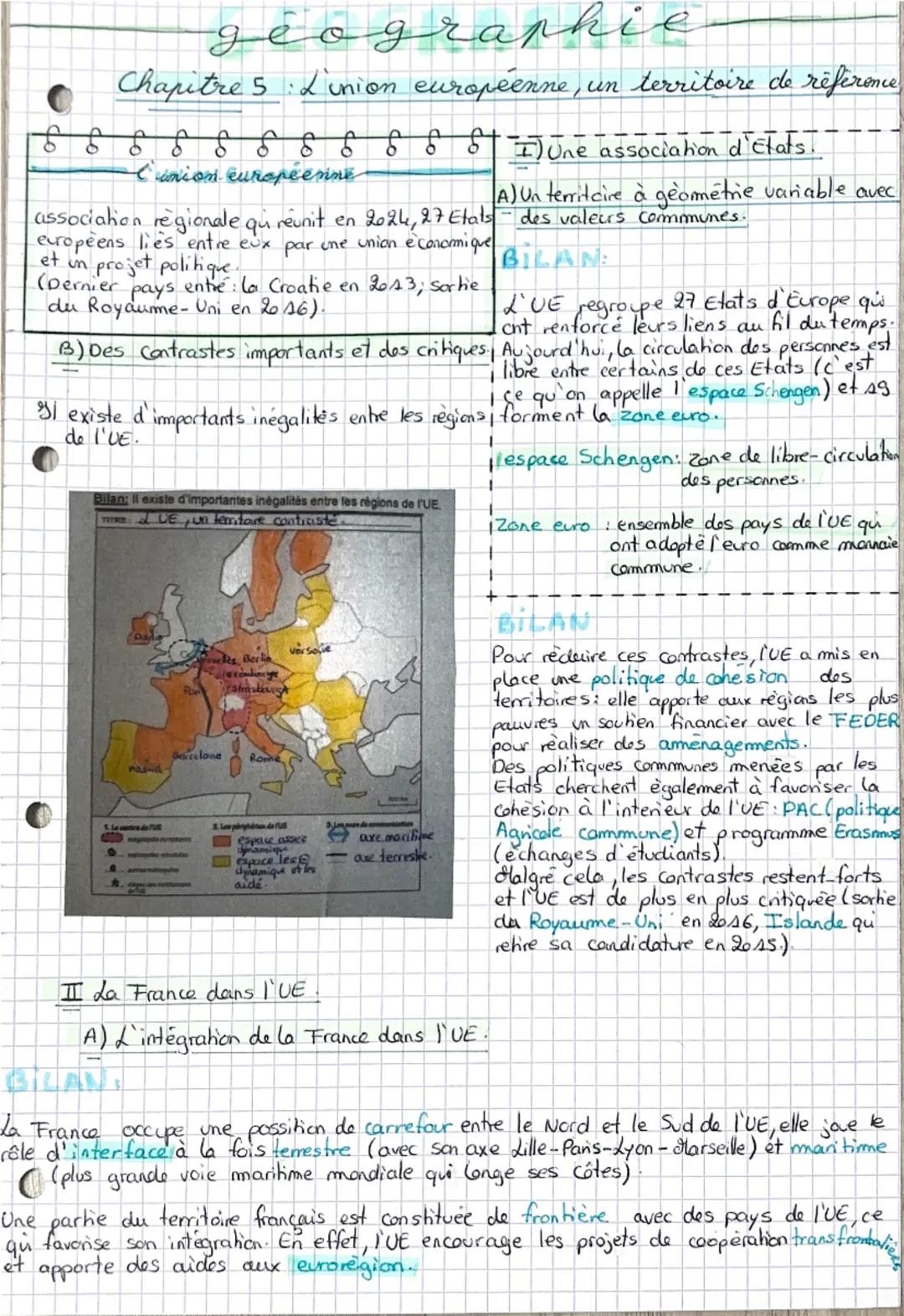 géographie
Chapitre 5: L'Union européenne, un territoire de reference
866688 8 6 6 6 6 I) Une association d'Etats.
I' union européenne
(A) U
