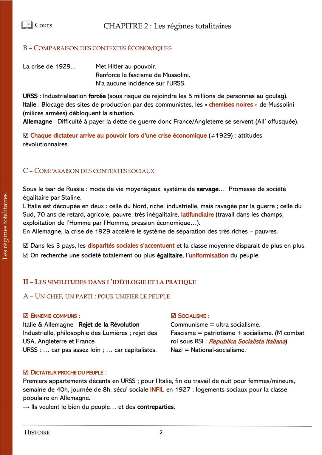 # Cours
CHAPITRE 2: Les régimes totalitaires
INTRODUCTION
Définitions
RÉGIME: Mode de fonctionnement (< organisation politique, économiq