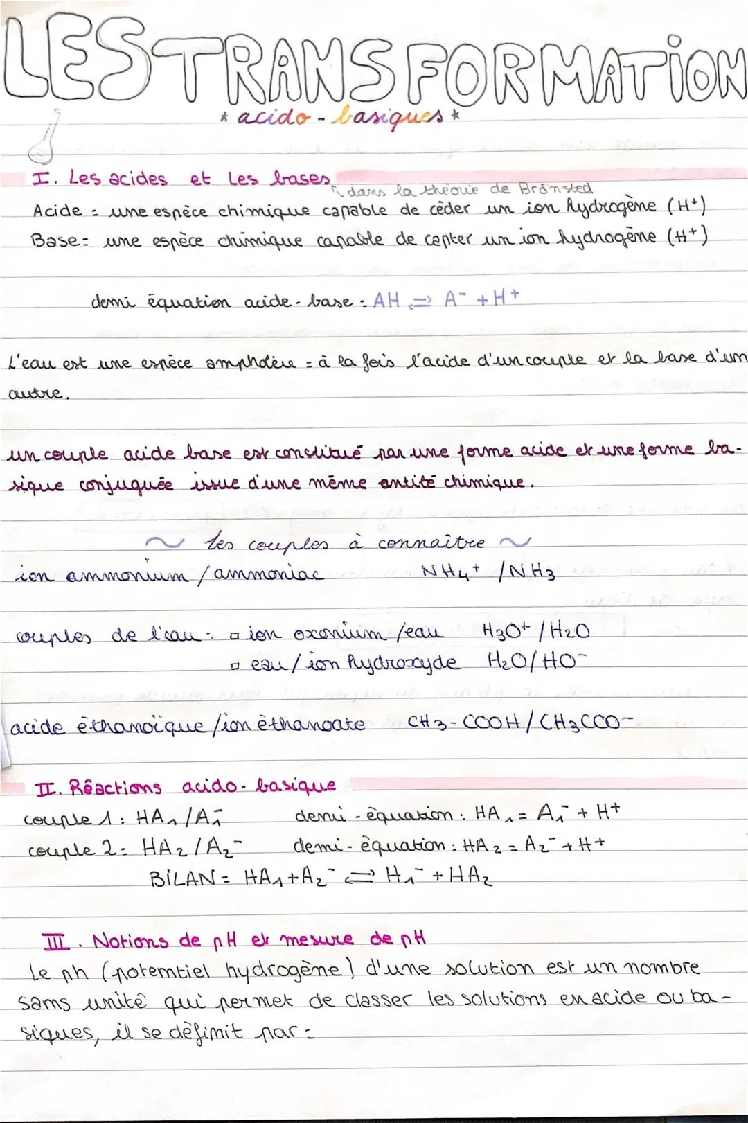 Les transformations ~acido-basiques~