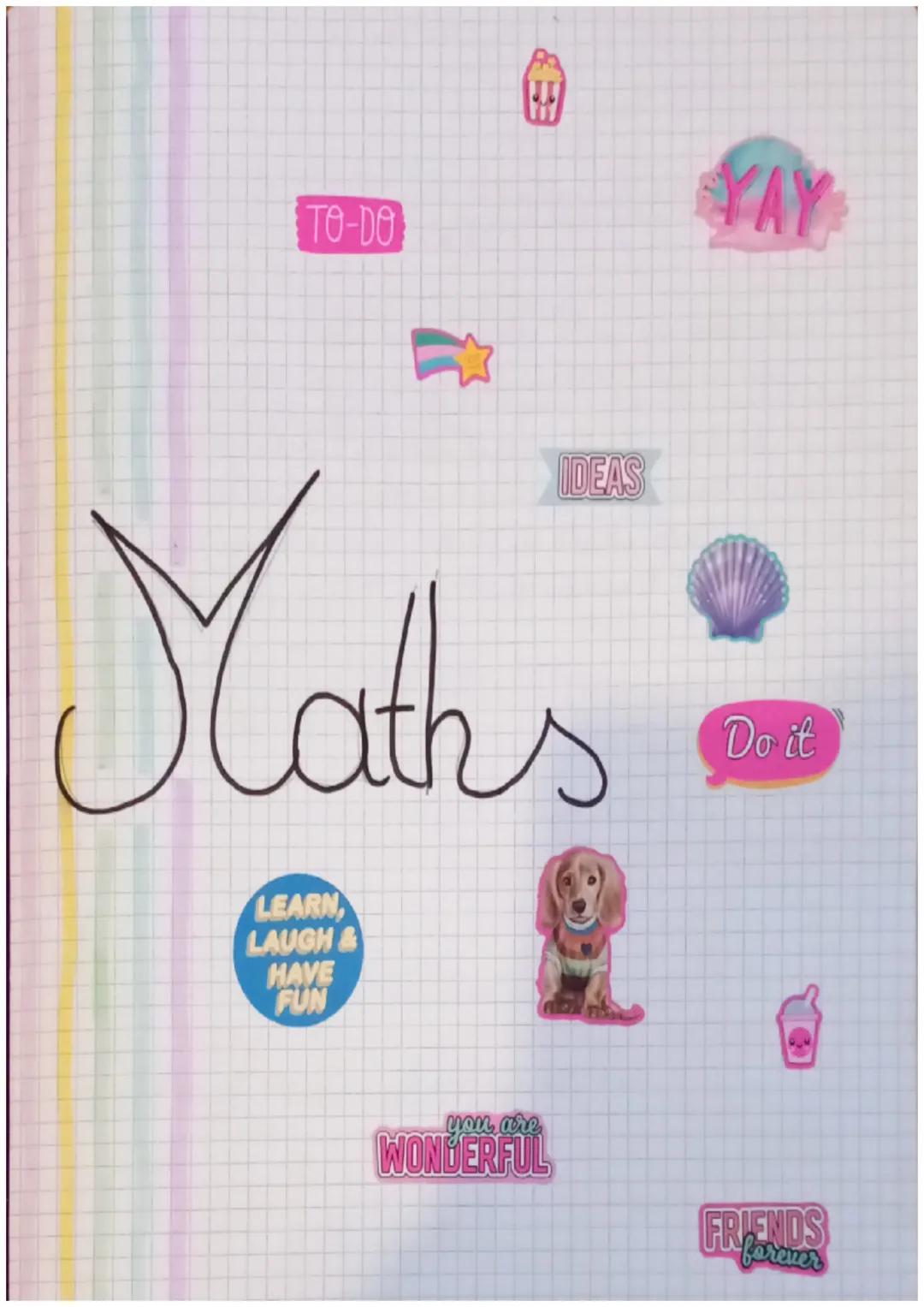 Page de Garde pour Cahier de Mathématiques