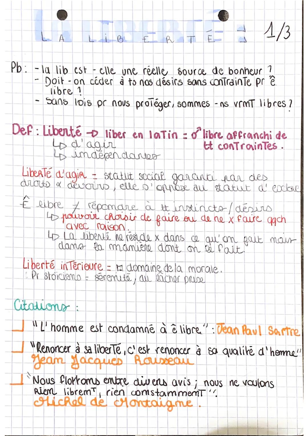 la liberté en philo