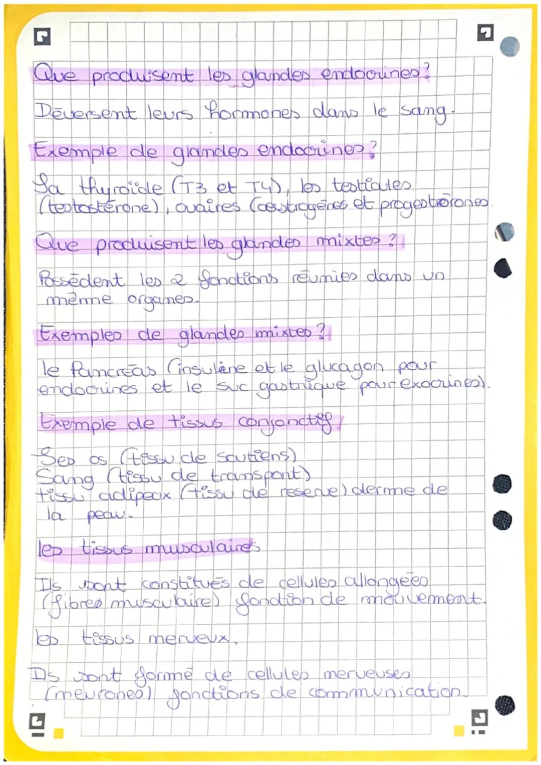 C
Definition de tissu_:
Ensemble de cellules semblables specialisees
dans une même fonction.
Combien de types de tissus existe-t-il?
4 sonte