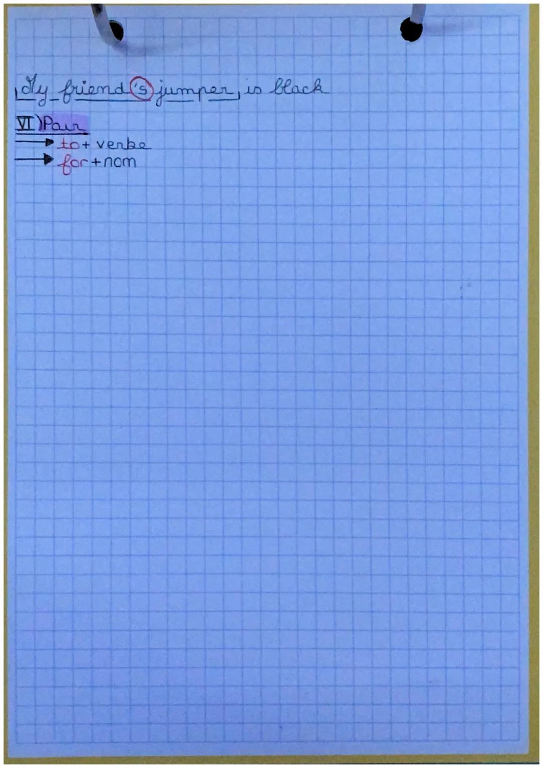 anglais
I) Pronom sujet
I
he
she
it
you
we
they
→ me
→ him
→ her
→ it
→ you
→ us
→ them
→ my
→ his (posseseur mancu.
→ her (posseseur fe