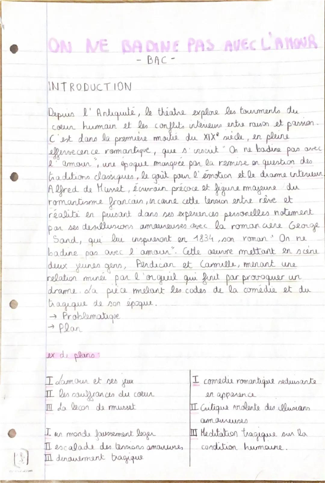 On ne badine pas avec l’amour dissertation