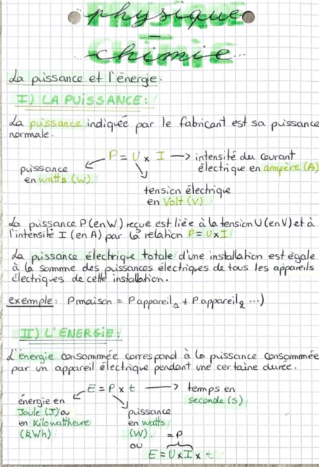 physique
chimie...
La puissance et l'énergie.
I) LA PUISSANCE:
La puissance indiquée par le fabricant est sa puissance
normale.
puissan