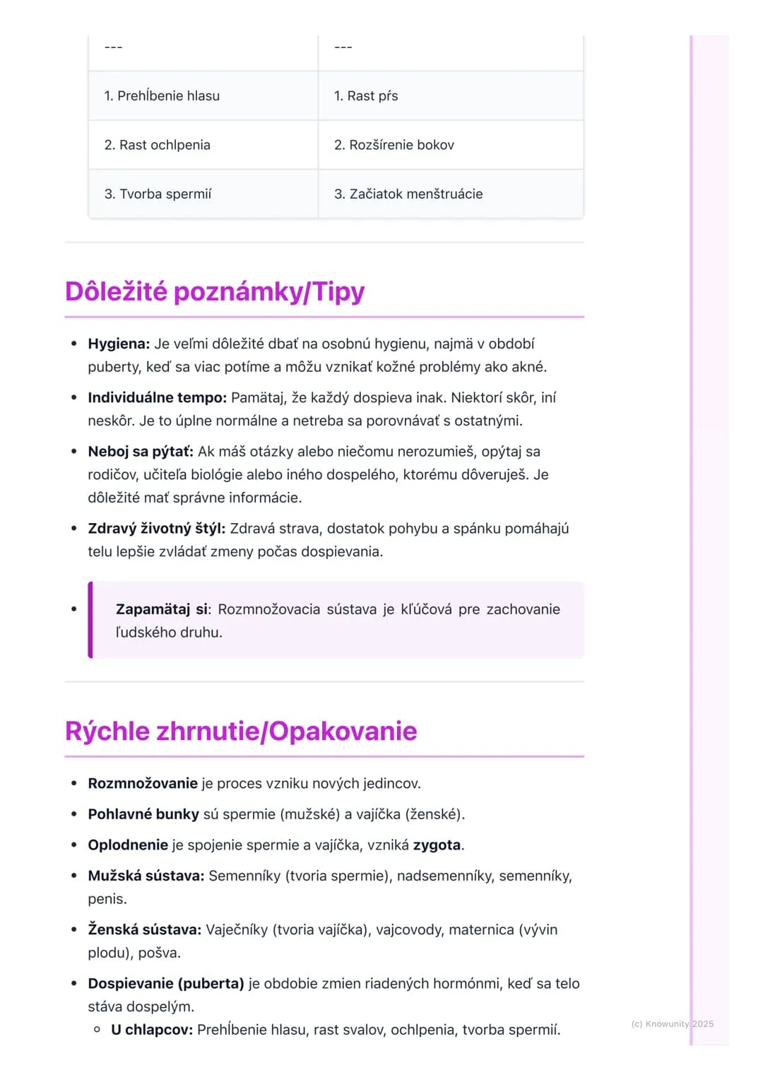# Rozmnožovacia sústava a
vývin človeka
Prehľad
Dnes si píšem poznámky o tom, ako sa ľudia rozmnožujú a ako sa naše telo
mení, keď dospiev