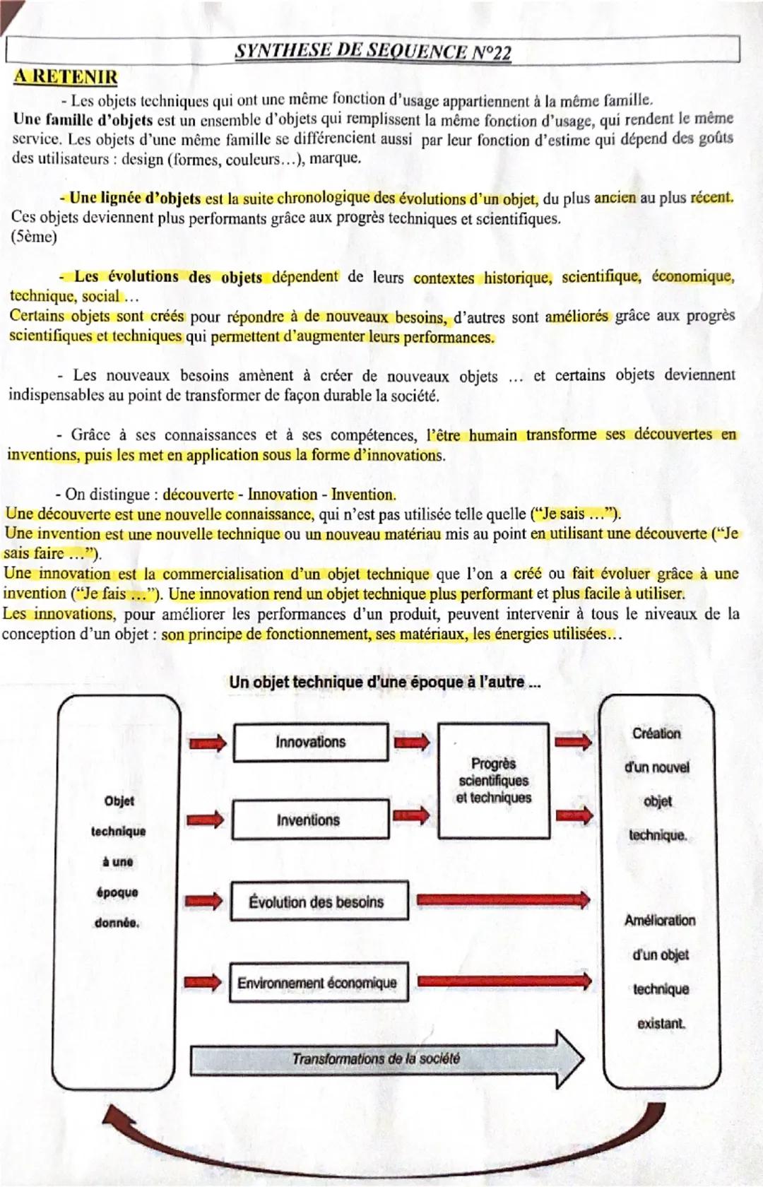 A RETENIR
SYNTHESE DE SEQUENCE N°22
- Les objets techniques qui ont une même fonction d'usage appartiennent à la même famille.
Une famille d