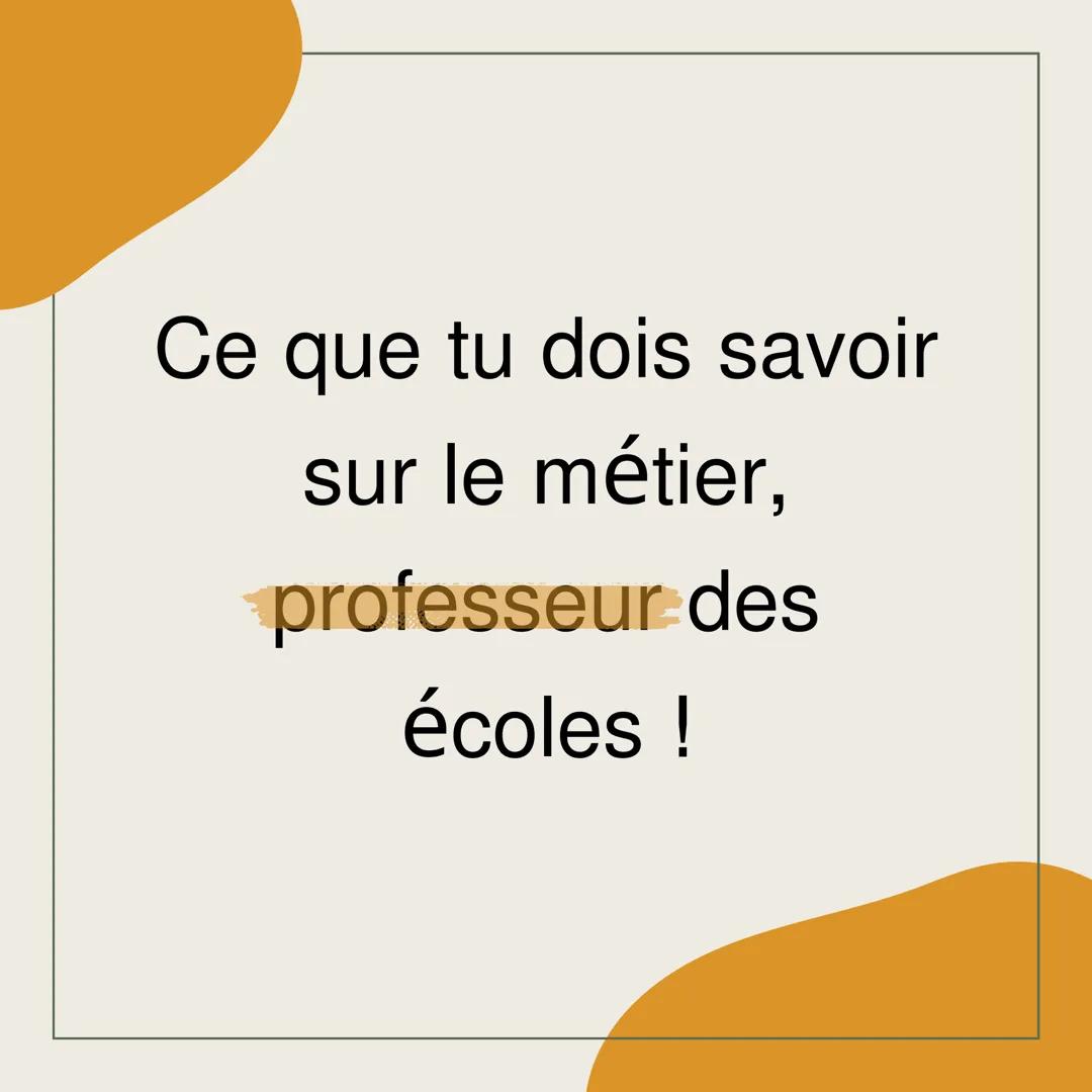 Ce que tu dois savoir
sur le métier,
professeur des
écoles ! Le professeur ou la professeure
des écoles exerce dans les écoles
maternelles o