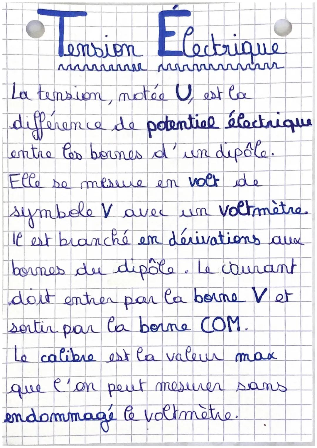 La tension électrique