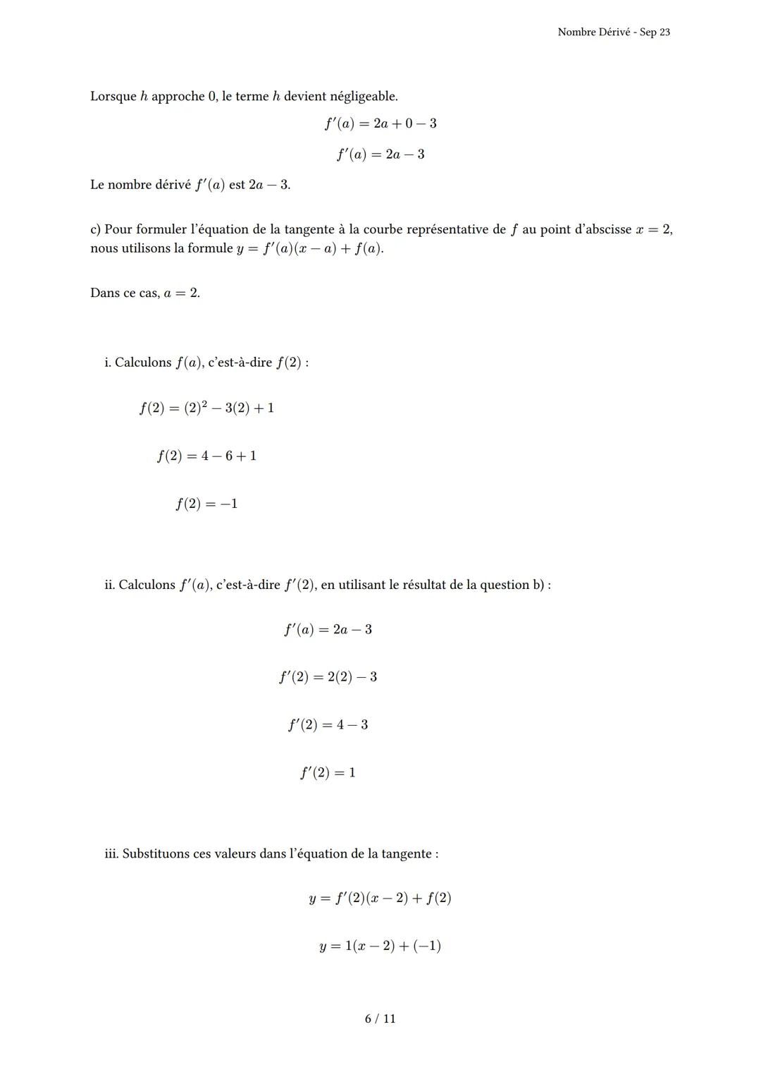 # Nombre Dérivé
Généré par Knowunity.fr - Sep 23
Description: Cet examen couvre le nombre dérivé, le taux d'accroissement et la tangente à