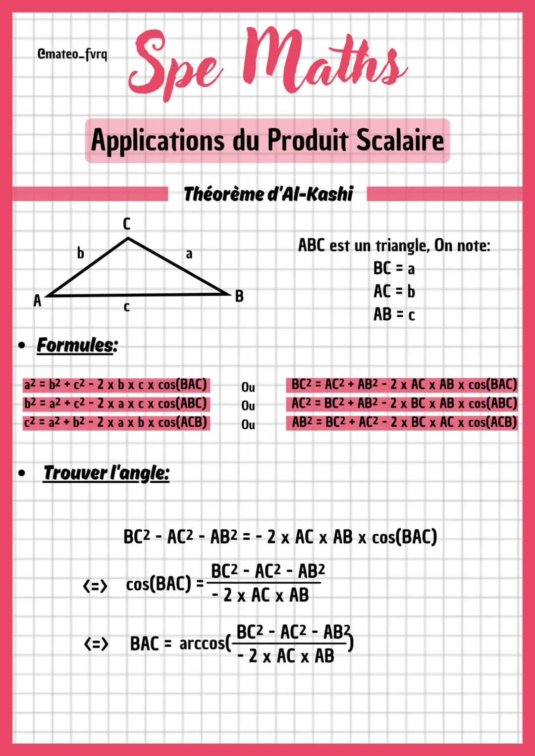 Applications du Produit Scalaire (Maths) - Knowunity